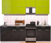 Кухня Интерлиния Мила Gloss 50-24 (яблоко/черный глянец) картинка