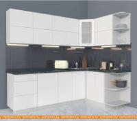 Кухня Интерлиния Мила Матте 1.5x2.4 А правая (белый-белый-кастилло тёмный) картинка
