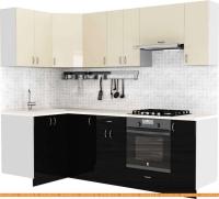 Кухня S-Company Клео глоcс 1.2x2.4 левая (черный глянец/ваниль глянец) картинка