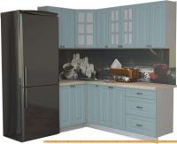 Кухня Интерлиния Мила Деко 1.2x2.1 (океан/травертин серый) картинка