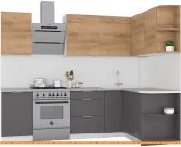 Кухня Интермебель Микс Топ-19 2.1x1.7м прав (дуб крафт зол-графит сер-ателье св.) картинка