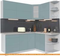 Кухня Интерлиния Мила Матте 1.5x2.0 А правая (океан-океан-травертин серый) картинка