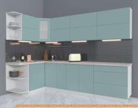 Кухня Интерлиния Мила Матте 1.5x2.9 А левая (океан/океан/травертин серый) картинка