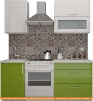 Кухня ВерсоМебель ВерсоЛайн 8-1.3 (белый 001/лайм яркий 026) картинка
