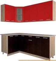 Кухня Интерлиния Мила 12x20 (красный/дуб венге) картинка
