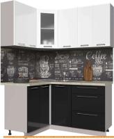 Кухня Интерлиния Мила Пластик 1.2x1.6 (черный глянец/белый глянец/опал светлый) картинка