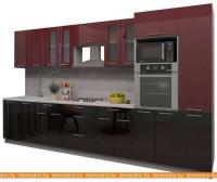 Кухня Интерлиния Мила Gloss 3.6 (бордовый-черный) картинка