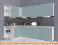 Кухня Интерлиния Мила Матте 1.5x2.6 А левая (океан/океан/травертин серый) картинка