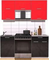 Кухня Интерлиния Мила Gloss 60-17 (красный/черный глянец) картинка