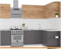Кухня Интермебель Микс Топ-15 2x1.6м прав (дуб крафт зол-графит серый-ателье св.) картинка