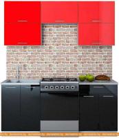 Кухня Интерлиния Мила Gloss 60-18 (красный/черный) картинка