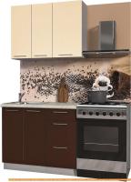 Кухня Интерлиния Мила Пластик 1.0 А (шоколад глянец/ваниль глянец/опал светлый) картинка