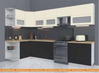 Кухня Интерлиния Мила Матте 1.5x3.2 Б правая (слон кость-пепел-травертин серый) картинка