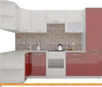 Кухня ВерсоМебель ЭкоЛайт-5 1.3x2.7 правая (белый/темно-красный) картинка
