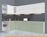 Кухня Интерлиния Мила Матте 1.5x2.9 А левая (белый/мята/опал светлый) картинка