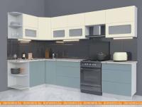 Кухня Интерлиния Мила Матте 1.5x3.1 Б правая (слоновая кость-океан-опал светлый) картинка