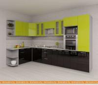 Кухня Интерлиния Мила Gloss 1.68x3.4 левая (яблоня-черный) картинка