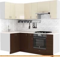 Кухня S-Company Клео глосc 1.2x2.2 левая (коричневый глянец/ваниль глянец) картинка