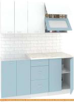 Кухня Кортекс-мебель Корнелия Мара 1.6м (белый/голубой/мадрид) картинка
