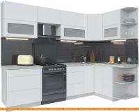 Кухня Интерлиния Мила Матте 1.5x2.7 Б правая (белый-белый-опал светлый) картинка