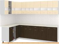 Кухня Кортекс-мебель Корнелия Экстра 1.5x2.8м (венге светлый/венге/марсель) картинка