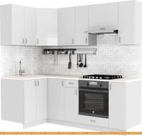 Кухня S-Company Клео глосc 1.2x2.2 левая (белый глянец/белый глянец) картинка