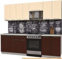Кухня Интерлиния Мила Пластик 2.5 А (шоколад глянец/ваниль глянец/опал светлый) картинка