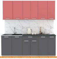 Кухня Интерлиния Мила Лайт 2.1 (красный-антрацит-кастилло темный) картинка