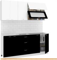 Кухня Кортекс-мебель Корнелия Мара 1.8м без столешницы (белый/черный) картинка