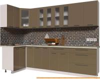 Кухня Интерлиния Мила Пластик 1.2x2.9 (капучино глянец/опал светлый) картинка