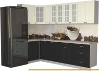 Кухня Интерлиния Мила Деко 1.2x2.7 (пепел/слоновая кость/травертин серый) картинка