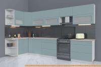 Кухня Интерлиния Мила Матте 1.5x3.6 Б левая (океан/океан/травертин серый) картинка