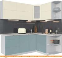 Кухня Интерлиния Мила Матте 1.5x2.0 А правая (слоновая кость-океан-опал светлый) картинка