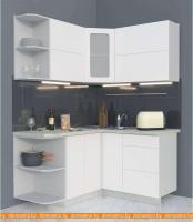 Кухня Интерлиния Мила Матте 1.5x1.4 А левая (белый/белый/опал светлый) картинка