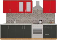 Кухня ВерсоМебель ВерсоЛайн 5-2.3 (красный чили/антрацит) картинка
