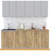 Кухня Интерлиния Мила Лайт 2.0-60 (серебристый-дуб золотой-дуб бунратти) картинка