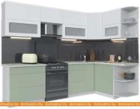 Кухня Интерлиния Мила Матте 1.5x2.8 Б правая (белый-мята-опал светлый) картинка