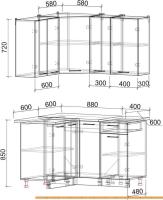 Кухня Интерлиния Мила Лайт 1.2х1.3 (дуб белый/дуб серый) картинка