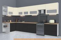 Кухня Интерлиния Мила Матте 1.5x4.0 Б левая (слоновая кость/пепел/травертин с.) картинка