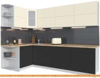 Кухня Интерлиния Мила Матте 1.5x2.8 А левая (слон кость-пепел-травертин серый) картинка