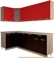 Кухня Интерлиния Мила 12x23 (красный/дуб венге) картинка
