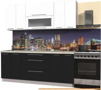 Кухня Интерлиния Мила Пластик 1.3 В (черный глянец/белый глянец/опал светлый) картинка