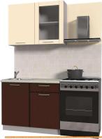 Кухня Интерлиния Мила Пластик 1.0 Б (шоколад глянец/ваниль глянец/опал светлый) картинка