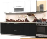 Кухня Интерлиния Мила Пластик 2.3 В (черный глянец/белый глянец/опал светлый) картинка