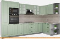 Кухня Интерлиния Мила Деко 1.68x3.4 правая (мята-мята-травертин серый) картинка