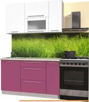 Кухня Интерлиния Мила Пластик 2.2 В (антрацит глянец/красный/кастилло темный) картинка