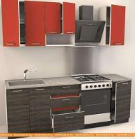 Кухня Иволанд Трейд Ярко-красная 150-220-60 (красный/темное дерево) картинка