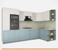 Кухня Интерлиния Мила Деко 1.68x3.2 правая (слоновая кость-океан-опал светлый) картинка