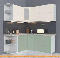 Кухня Интерлиния Мила Матте 1.5x1.8 А правая (слон кость-мята-травертин серый) картинка