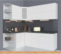 Кухня Интерлиния Мила Матте 1.5x2.1 А левая (белый/белый/кастилло тёмный) картинка